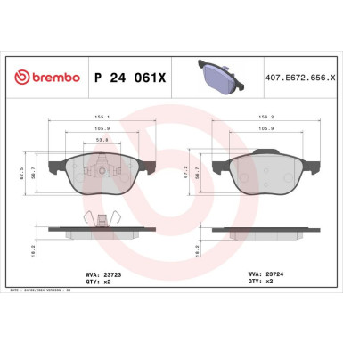 Brembo Bremsbelagsatz, Scheibenbremse XTRA LINE P 24 061X Brembo Bremsbelagsatz, Scheibenbremse XTRA LINE P 24 061X
