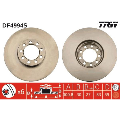 Bremsscheibe TRW SINGLE DF4994S