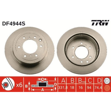 Bremsscheibe TRW SINGLE DF4944S Bremsscheibe TRW SINGLE DF4944S
