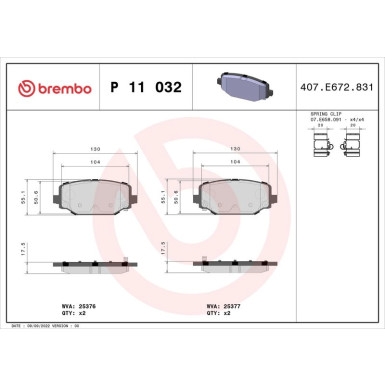 Brembo Bremsbelagsatz, Scheibenbremse PRIME LINE P 11 032