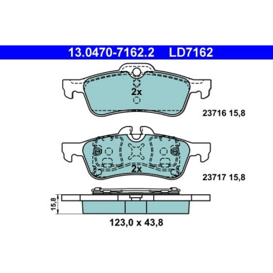Bremsbelagsatz, Scheibenbremse ATE Ceramic 13.0470-7162.2 Bremsbelagsatz, Scheibenbremse ATE Ceramic 13.0470-7162.2