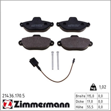 Zimmermann Bremsbelagsatz, Scheibenbremse 21436.170.5 Zimmermann Bremsbelagsatz, Scheibenbremse 21436.170.5