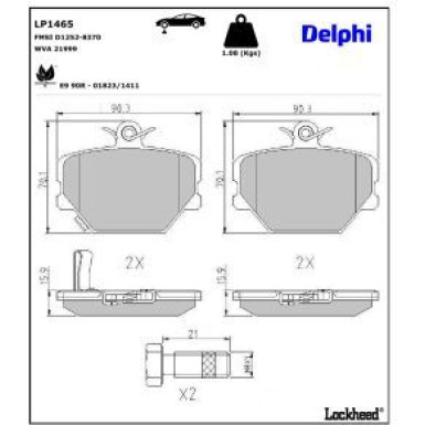 Delphi Bremsbelagsatz, Scheibenbremse LP1465
