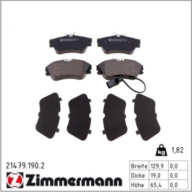 Zimmermann Bremsbelagsatz, Scheibenbremse 21479.190.2