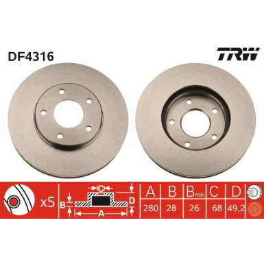 TRW Bremsscheibe DF4316 TRW Bremsscheibe DF4316