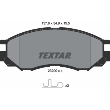 Textar Bremsbelagsatz, Scheibenbremse 2329002 Textar Bremsbelagsatz, Scheibenbremse 2329002
