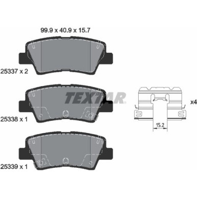 Textar Bremsbelagsatz, Scheibenbremse 2533709