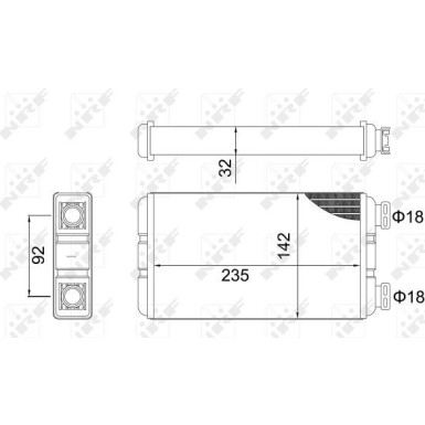 NRF Wärmetauscher, Innenraumheizung mit Rohranschluss EASY FIT 54312