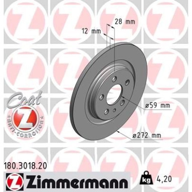 Zimmermann Bremsscheibe Coat Z 180.3018.20 Zimmermann Bremsscheibe Coat Z 180.3018.20