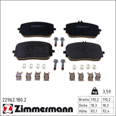 Bremsbelagsatz, Scheibenbremse 22962.180.2 Bremsbelagsatz, Scheibenbremse 22962.180.2