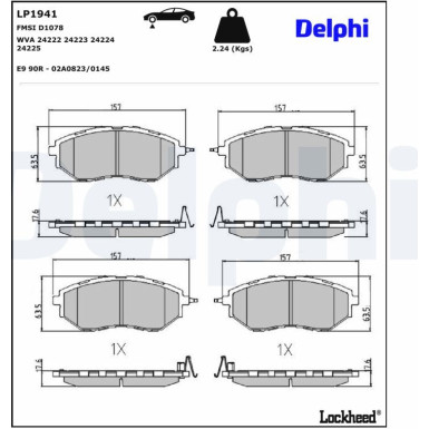 Delphi Bremsbelagsatz, Scheibenbremse LP1941 Delphi Bremsbelagsatz, Scheibenbremse LP1941