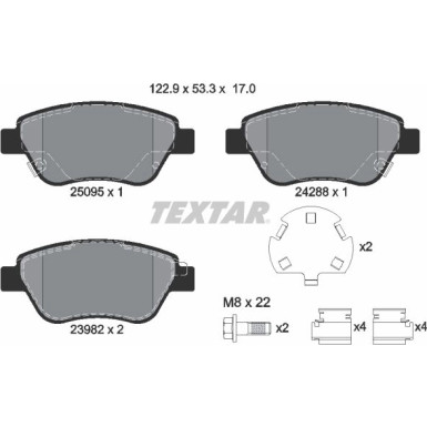 Textar Bremsbelagsatz, Scheibenbremse Q+ 2509501 Textar Bremsbelagsatz, Scheibenbremse Q+ 2509501