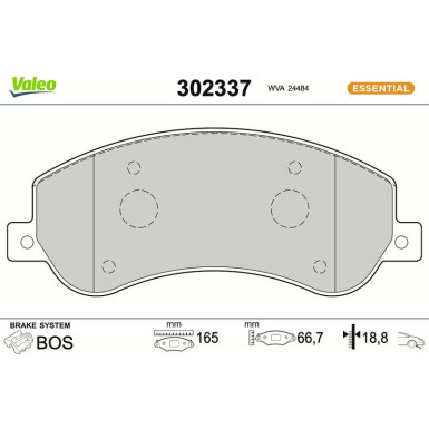 Valeo Bremsbelagsatz, Scheibenbremse ESSENTIAL 302337 Valeo Bremsbelagsatz, Scheibenbremse ESSENTIAL 302337