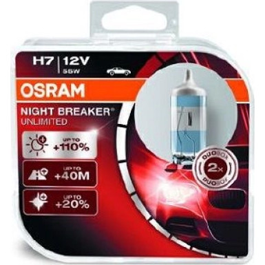 Osram Glühlampe, Scheinwerfer OSRAM Night Breaker Unlimited H7 (Duo Box) NIGHT BREAKER UNLIMITED 64210NBU-HCB
