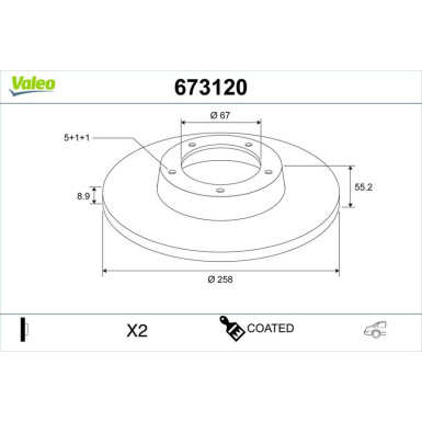 Valeo Bremsscheibe COATED 673120 Valeo Bremsscheibe COATED 673120
