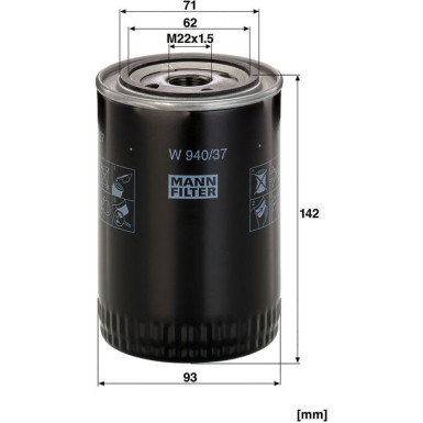 Mann-Filter Ölfilter W 940/37 Mann-Filter Ölfilter W 940/37
