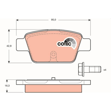 TRW Bremsbelagsatz, Scheibenbremse COTEC GDB1485 TRW Bremsbelagsatz, Scheibenbremse COTEC GDB1485
