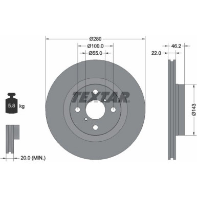 Textar Bremsscheibe PRO 92287603 Textar Bremsscheibe PRO 92287603