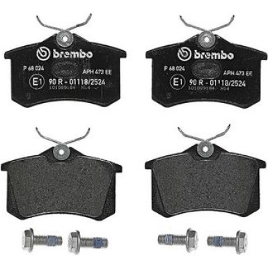 BREMBO P 68 024 Bremsbeläge exkl. Verschleißwarnkontakt, mit Bremssattelschrauben