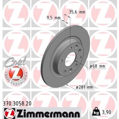 Zimmermann Bremsscheibe Coat Z 370.3058.20 Zimmermann Bremsscheibe Coat Z 370.3058.20