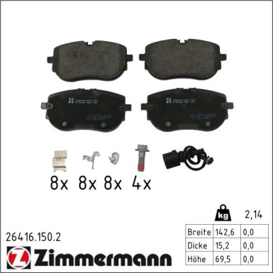 Zimmermann Bremsbelagsatz, Scheibenbremse 26416.150.2