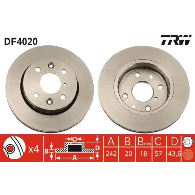 TRW Bremsscheibe DF4020 TRW Bremsscheibe DF4020