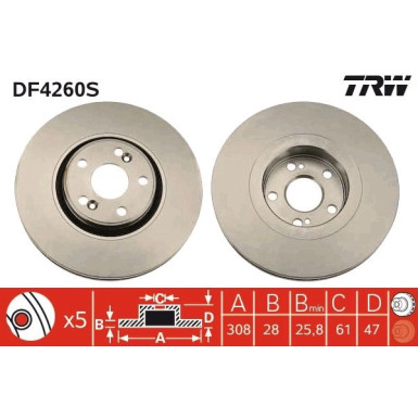Bremsscheibe TRW SINGLE DF4260S