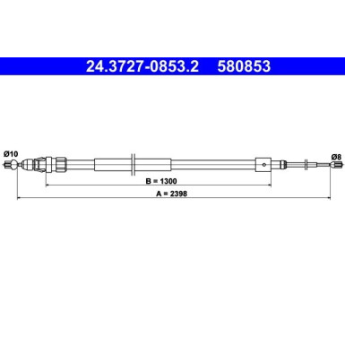 ATE Seilzug, Feststellbremse 24.3727-0853.2 ATE Seilzug, Feststellbremse 24.3727-0853.2