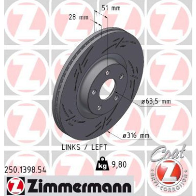 Zimmermann Bremsscheibe BLACK Z 250.1398.54