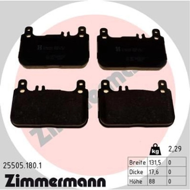 Zimmermann Bremsbelagsatz, Scheibenbremse 25505.180.1 Zimmermann Bremsbelagsatz, Scheibenbremse 25505.180.1