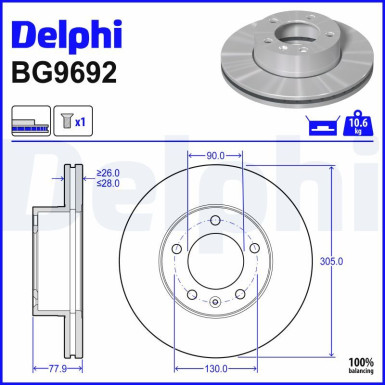 Delphi Bremsscheibe BG9692 Delphi Bremsscheibe BG9692