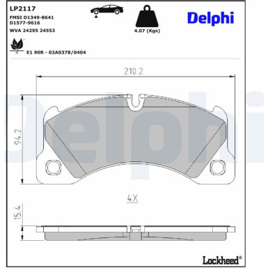 Delphi Bremsbelagsatz, Scheibenbremse LP2117 Delphi Bremsbelagsatz, Scheibenbremse LP2117