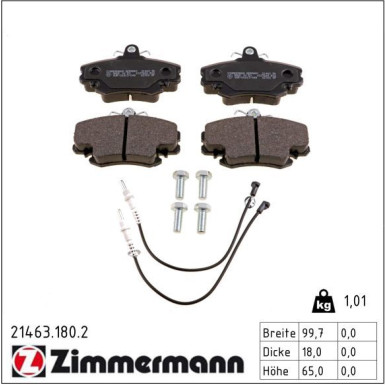 Zimmermann Bremsbelagsatz, Scheibenbremse 21463.180.2 Zimmermann Bremsbelagsatz, Scheibenbremse 21463.180.2