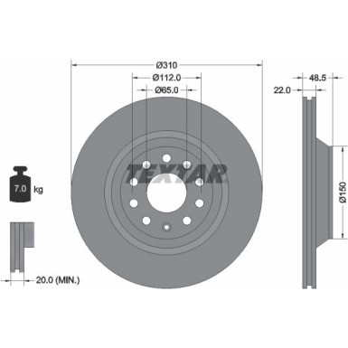 Textar Bremsscheibe PRO 92140703 Textar Bremsscheibe PRO 92140703