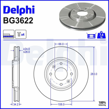 Delphi Bremsscheibe BG3622 Delphi Bremsscheibe BG3622