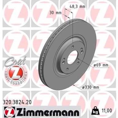 Zimmermann Bremsscheibe Coat Z 320.3824.20