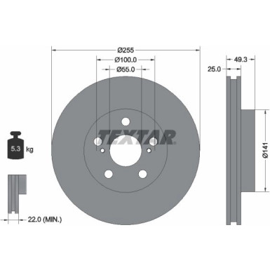 Textar Bremsscheibe PRO 92225003 Textar Bremsscheibe PRO 92225003