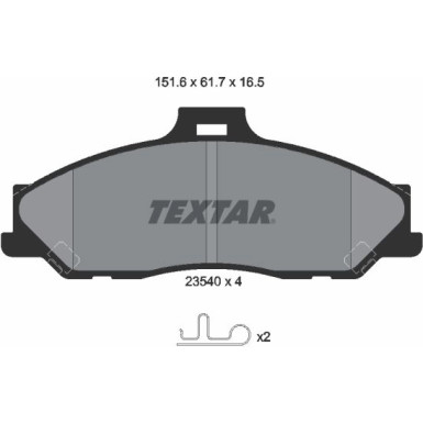 Textar Bremsbelagsatz, Scheibenbremse 2354001 Textar Bremsbelagsatz, Scheibenbremse 2354001
