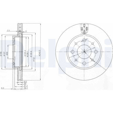 Delphi Bremsscheibe BG3839 Delphi Bremsscheibe BG3839