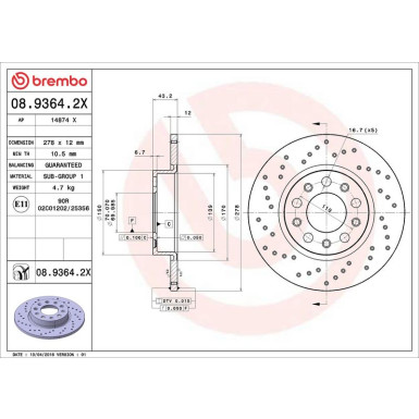 Brembo Bremsscheibe XTRA LINE - Xtra 08.9364.2X Brembo Bremsscheibe XTRA LINE - Xtra 08.9364.2X