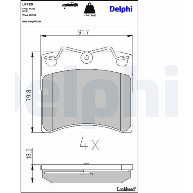 Delphi Bremsbelagsatz, Scheibenbremse LP785 Delphi Bremsbelagsatz, Scheibenbremse LP785