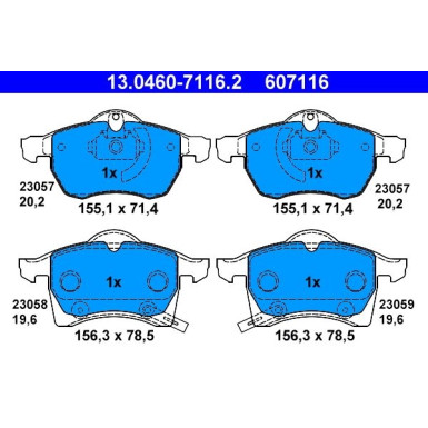 ATE Bremsbelagsatz, Scheibenbremse 13.0460-7116.2 ATE Bremsbelagsatz, Scheibenbremse 13.0460-7116.2