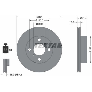 Textar Bremsscheibe 92113300 Textar Bremsscheibe 92113300