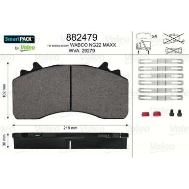 Valeo Bremsbelagsatz, Scheibenbremse SMARTPACK 882479