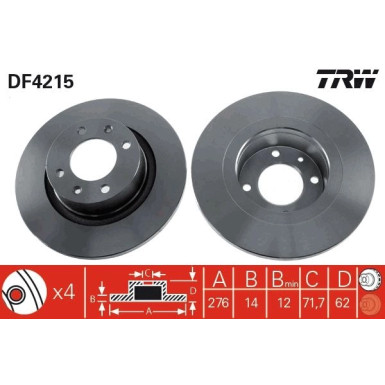 TRW Bremsscheibe DF4215 TRW Bremsscheibe DF4215
