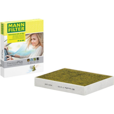 MANN-FILTER FP 28 009 Innenraumfilter FreciousPlus Aktivkohlefilter mit Polyphenol, antibakteriell, Feinstaubfilter (PM 2.5)