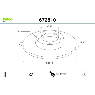 Valeo Bremsscheibe COATED 672510