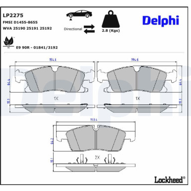 Delphi Bremsbelagsatz, Scheibenbremse LP2275