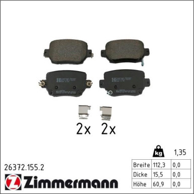 Zimmermann Bremsbelagsatz, Scheibenbremse 26372.155.2