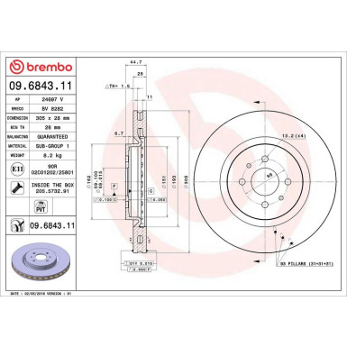 Brembo Bremsscheibe PRIME LINE - UV Coated 09.6843.11 Brembo Bremsscheibe PRIME LINE - UV Coated 09.6843.11
